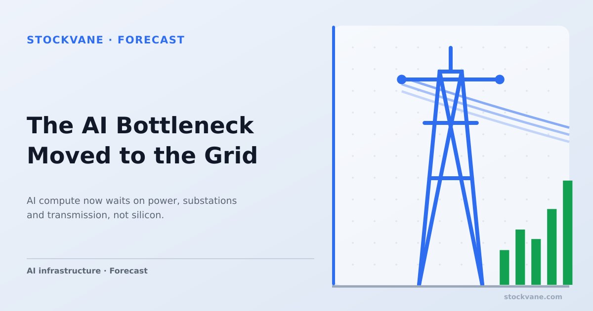 AI data center connected to transmission towers and power lines