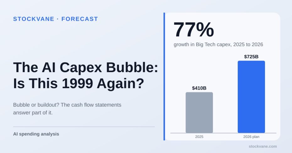 Bar chart: Big Tech capital spending of about $410 billion in 2025 rising to about $725 billion planned for 2026